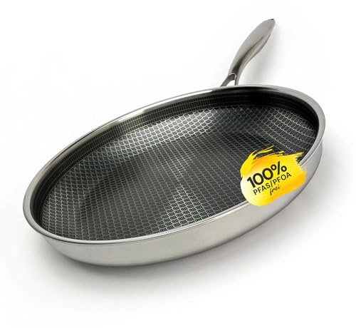 Miso Bratpfanne 30 cm, Keramik Antihaft Pfanne, Induktion & PFAS-Frei hybrid pfanne, Kratzfeste Beschichtung mit echten Diamanten, Backofenfest bis 300°C, Spülmaschinenfest