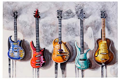Mendler Ölgemälde Gitarren, 120x80cm | 100% handgemaltes Wandbild, 3D-Bild, Gemälde, XL