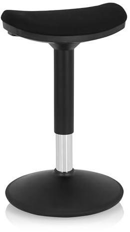 hjh OFFICE 830094 Arbeitshocker Balance SIT I B Stoff Schwarz Hocker ergonomisch mit Schwingeffekt, höhenverstellbar