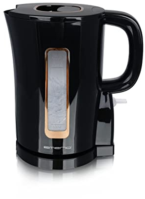 Emerio WK-125130 Wasserkocher, 1.7 Liter, 2200 Watt, BPA frei, Heizelement aus Edelstahl, Wasserstandsanzeige, Auto-Off, Trockengehschutz, schwarz/gold