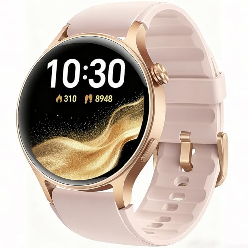 Smartwatch Damen Rund mit Telefonfunktion- 1.32 AMOLED Display, Fitnessuhr mit 110+ Sportmodi &3ATM, Uhren Damen Herren für iOS/Android Schrittzähler mit Pulsmesser/ SpO2/ Schlafmonitor- Rosa