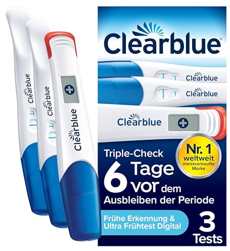 Clearblue Schwangerschaftstest Triple-Check Ultra Früh Kombipack, Ergebnisse 6 Tage Früher, 3 Tests