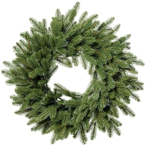 FAIRYTREES Weihnachtskranz grün 40 cm Premium aus 100% Spritzguss | Adventskranz zum Aufhängen für Haustür, Fenster, Wand | Künstlicher Adventskranz, Weihnachtsdeko Kranz, Haustür Kranz Weihnachten
