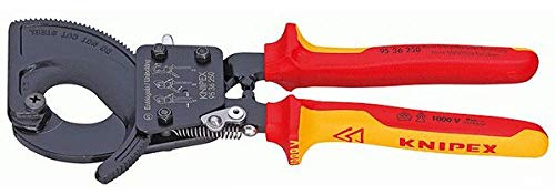 KNIPEX Kabelschneider mit Ratschenprinzip, 250 mm, VDE, 95 36 250 | Geeignet für Cu- und AI-Kabel bis 32 mm (240 mm²), Kabelschere