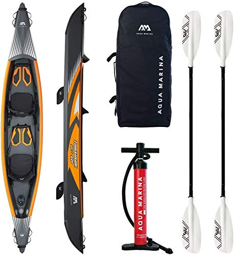 Aqua Marina Tomahawk Kajak 2 Personen Inflatable Kanau Tourenkajak mit 2 Paddel 440cm