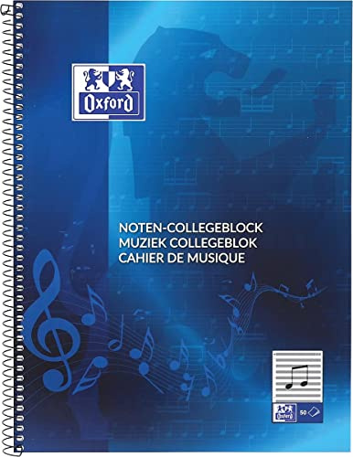 Oxford 384405014/100050345 Noten-Collegeblock DIN A4+, Lineatur 14, 50 Blatt
