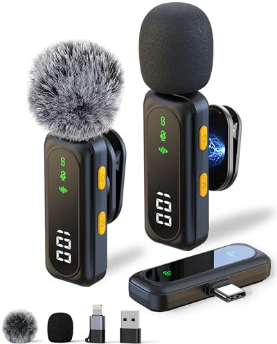 Mikrofon Handy – Ansteckmikrofon kompatibel mit iPhone/Android/PC, Magnetisches Lavalier Mikrofon mit Geräuschunterdrückung, geeignet für Live-Streaming, Vlogging, YouTube und Interviews (Schwarz)