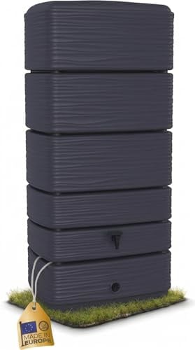 Ondis24 Regenwasser Wandtank Regenfass Eco 300 Liter Graphit anthrazit inkl. Wasserhahn