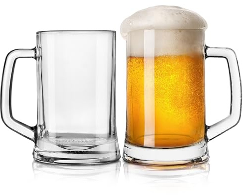 KONZEPT Bierkrug aus Glas 0,5 liter, 2er Set Biergläser mit Henkel, Perfekt für Zuhause, Restaurants und Biergärten, spülmaschinenfest