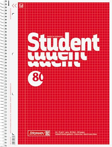 Brunnen 1067942 Notizblock / Collegeblock Student (A4, kariert, 70 g/m², 80 Blatt)