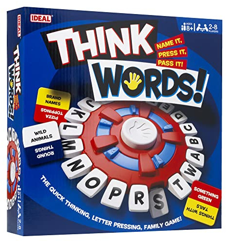 Ideal , Think Words: The Quick Thinking, Letter Pressing Game!, Family Games, for 2-8 Players, Ages 8+