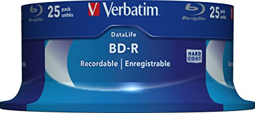 Verbatim BD-R SL Datalife, Blu-Ray-Disk 25 GB - 6-fache Brenngeschwindigkeit - Kratzschutz - 50 Stück Spindel, 43837