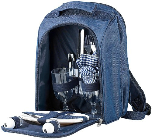 Xcase Picknickrucksack: Thermo-Picknick-Rucksack mit Kühlfach, bestückt für 2 Personen (Picknick Set, Picknickrucksack 2 Personen, Korb)