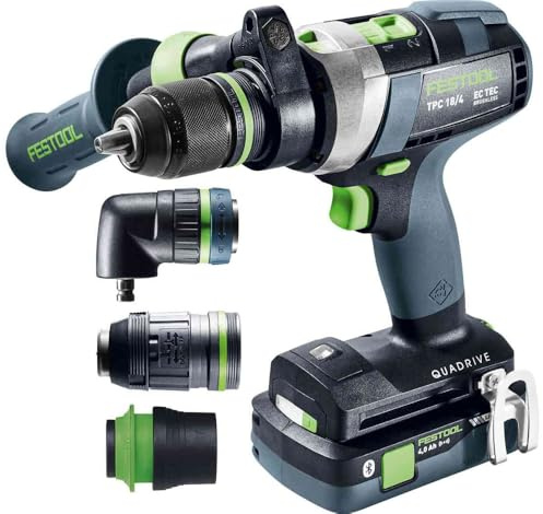 Festool Akku-Schlagbohrschrauber TPC 18/4 QUADRIVE I-Set/XL im Systainer | 18 V, 4-Gang, bürstenloser EC-TEC Motor, KickbackStop, 2 Akkus, Ladegerät, Vollausstattung