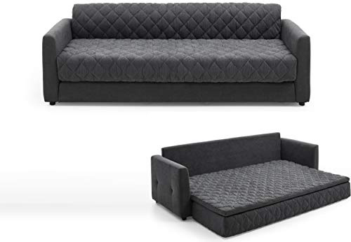 Atlantic Home Collection Schlafsofa Kelly, Schlafsofa, mit Taschenfederkern und praktischem Topper, dunkelgrau, 226x86x78 cm (BxTxH)