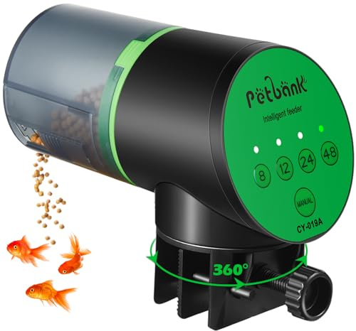 Petbank Futterautomat Aquarium, Fischfutterautomat Automatischer Fischfutterspender mit Batteriebetrieben, Fisch Futterautomaten für Aquarium Fischtank mit 2 AAA-Batterien im Lieferumfang enthalten