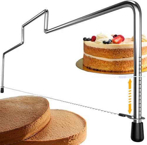 4smile Tortenschneider - Edelstahl Tortenbodenschneider 32 cm, Tortensäge-Draht höhenverstellbar - Einfach anwendbarer Kuchenschneider für gleichmäßige Tortenschichten