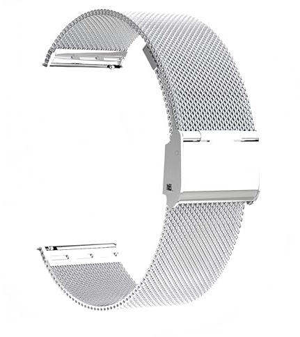 Microwear Uhrenarmband 16mm 18mm 20mm 22mm Ersatz Edelstahl Metallgitterband Schnellverschluss Uhrenarmband Metallschraube Smart Watch Armbänder für Männer Frauen (Silver)