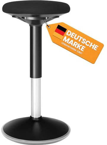 SONGMICS Dynamischer Sitzhocker, Stehhocker, Arbeitssitz, 360 ° drehbar, ergonomisch, höhenverstellbar 56-81 cm, einfache Montage, Schwarz OSC05BK