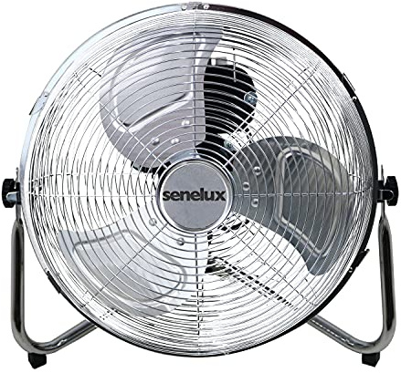 Senelux Bodenventilator - Chrome Gym Fan 30,5 cm Elektrischer tragbarer Lüfter für Zuhause/Fitnessstudio/Büro - 3 Geschwindigkeitsstufen mit Neigungsfunktion