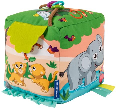 Ravensburger 4859 Play+ Motorik-Musik-Spiel-Würfel: Wilde Tiere, elektronisches Spielzeug, 3 Spielmodi mit über 25 Sounds, für Babys ab 6 Monaten