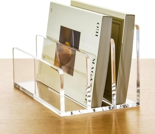 MUSLONG Kartenständer aus Acryl | Schreibtisch Briefablage, Briefständer für Notizzettel, Visitenkarte und Postkarte | Mit 3 Fächern für mehr Platz zur Aufbewahrung | Eleganter Büro Organizer