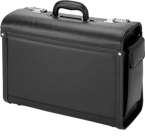Alassio 45028 - Pilotenkoffer GENOVA, aus strapazierfähigem Lederimitat, ca. 46 x 35 x 20,5 cm, schwarz