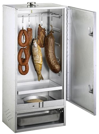 Peetz 630015 Räucherofen/Smoker/Räucherschrank 85 x 39 x 28 cm mit Tür aus aluminiertes Stahlblech Set