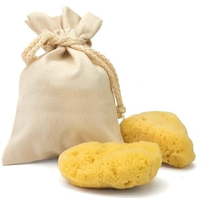 CRIGEMA Menstruationsschwamm, Zyklus inkl. Hygienebeutel aus Jute, natürlicher ungebleichter Schwamm, Alternative zu Tampons oder Menstruationstasse, wiederverwendbar (10 x 5-7 cm)