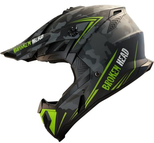 Broken Head Squadron Rebelution Motocross-Helm - Leichter Cross-Helm & Enduro-Helm - Motorradhelm, Camouflage Grau - Größe XL (61-62 cm)