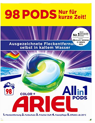 Ariel Waschmittel All-in-1 Pods, Farbe Waschmittel, 98 Waschladungen