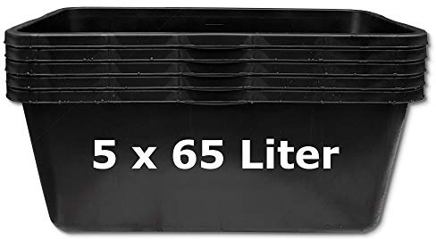 HDmirrorR 5 x Mörtelkasten Mörtelkübel Maurerkasten Pflanzkübel Mörteleimer Maurereimer (65 l)