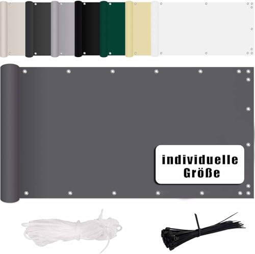 MENGH Sichtschutz für Balkon 80x700cm, Sichtschutz, Wind- und UV-Schutz, mit Ösen und Kordel Deko für Balkongeländer, Terrasse & Garten - Anthrazit