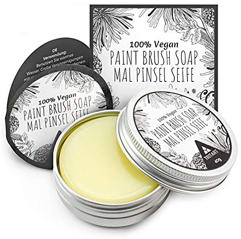 Tritart Pinselseife Künstlerbedarf 40g - Pinselreiniger Acrylfarbe und Aquarell - Brush Soap Pinsel Seife - Malpinsel Reiniger Malen - Pinsel Reinigung - Pinselwascher vegan