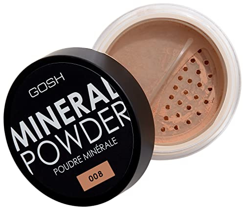 GOSH Mineral Powder, vegan I loses Fixierpuder mit Mineralien für alle Hauttypen I mattierend & langanhaltend für einen makellosen Teint I kein Maskeneffekt I mittel- bis hochdeckend I 008 Tan