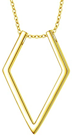 DAOCHONG 925 Sterling Silber Schmuck Offen Rhombus Anhänger Magie Ringhalter Halskette Vergoldet Hochzeit Verlobung Jahrestag Liebesgeschenk für Sie, Frau, Freundin, Verlobte