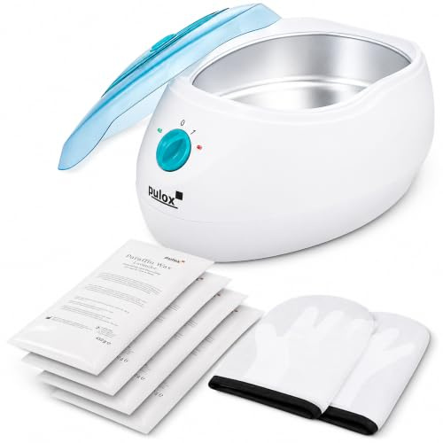 Pulox Paraffinbad mit 4x Paraffinwachs für Wärme- & Pflegeanwendungen | Wachsbad zum Schmelzen von Paraffin, ideal für Hand- und Fußpflege, Wellness sowie kosmetische Anwendungen