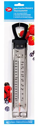 Tala Marmeladenthermometer aus Edelstahl - Zuckerthermometer 40°C bis 200°C | Präzises Küchenthermometer für Karamell & Frittieren, quecksilberfrei, mit Glaskern und 39,5 cm Länge für tiefe Töpfe