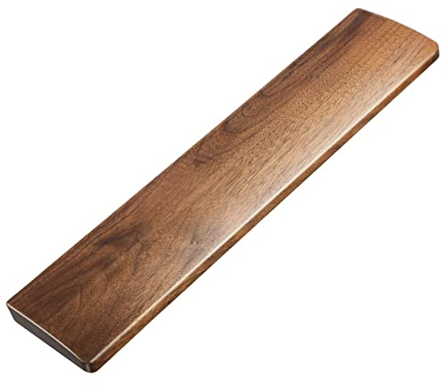 Faluber Handballenauflage aus Holz, 440 mm Länge und 20 mm Dicke für Groß Tastatur, Walnussholz, mit Rutschfestem Fußpolster, Komfort und Stabilität, Tastatur Zubehör (groß, Walnussholz)