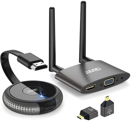 HDMI Wireless, Wireless HDMI Transmitter and Receiver, Dual Screen Wireless HDMI 4K/5G, 164FT/50M Screen Casting zu Monitor/Projektor, Multi-Kamera-Produktion, Schwarz