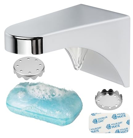 Magnetische Seifenhalterung, 1 Pack, zum Ankleben, Set mit Zwei Seifenplättchen, Seifenhalter bis 150 Gramm Handseifen, Magnethalterung Seife, Magnet Seifenschale für Waschbecken, Dusche, Badewanne