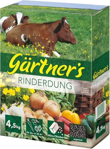 Gärtner's Rinderdung, 4,5 kg in Pelletform - organischer Langzeitdünger, Pflanzendünger für gesunde Gartenpflanzen und nachhaltige Bodenverbesserung