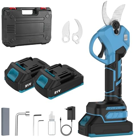 Akku Astschere, 40mm Elektrische Gartenschere für Makita 18V Akku, 1000W Bürstenloser Motor, SK5 Klingen, LED-Display, Doppelte Sicherheitsverriegelung, für Garten, Sträucher und Äste