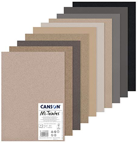 CANSON MI-TEINTES A3 160G Grautöne, Packung 10 Blatt