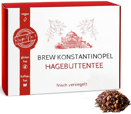 Römischer Hagebuttentee lose, aus speziellen Hagebutten | Perfekter Wintertee & Erkältungstee aus getrockneten, Vitamin C Hagebutten, mit Hibiskusblüten | Besonderer Halswärmertee & Ländertee | 185 g