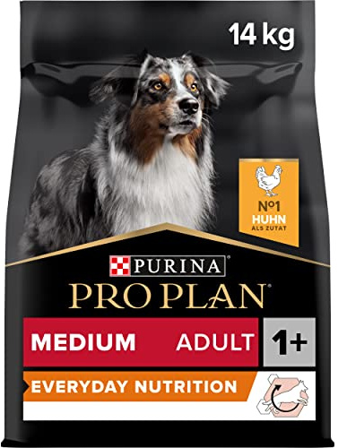 Pro Plan Medium Adult Sensitive Skin, Hundefutter trocken, reich an Huhn, 1er Pack (1 x 14 kg)
