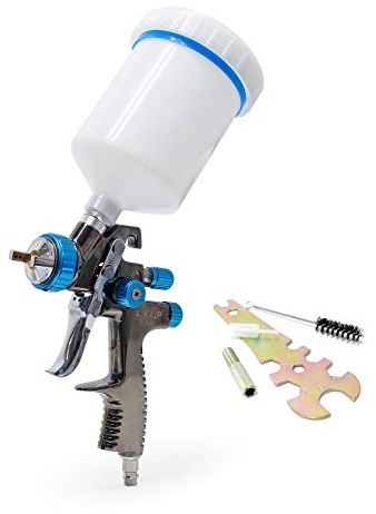 XPOtool LVLP Lackierpistole, 1,4 mm Düse, 500 ml Kunststoff Becher, 100 mm Strahlbreite, Spritzpistole Sprühpistole Airbrushpistole