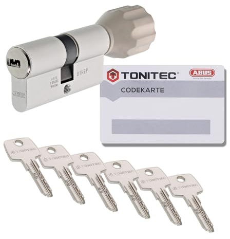 ToniTec Zylinderschloss TEC440 by ABUS Schließzylinder gleichschließend als Knaufzylinder Größe 35/40K mit Codecard