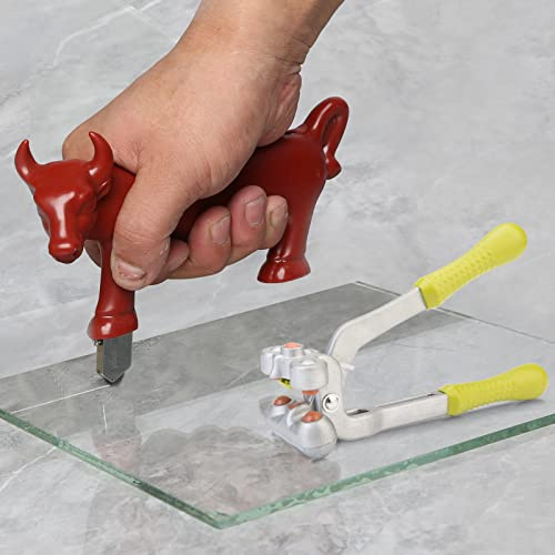 youkzuan Fliesenzange, Glaszange | robuste Bruchzange, Glasfliesenschneider Handwerkzeug-Set für Heimwerker und Heimwerker mit Glasschneider | Glaszange, 2 Stück Schneidköpfe