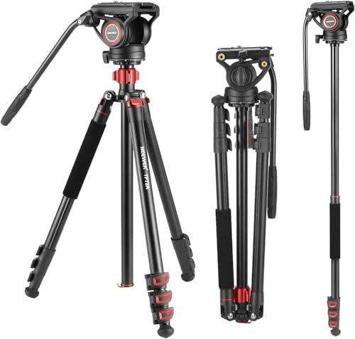 NEEWER 72 Fluidkopf Video Einbeinstativ, Schnellwechselplatte kompatibel mit DJI RS Gimbal, 360° Schwenken und +90°/-70° Neigen für DSLR Kamera Camcorder, maximale Belastung 8kg, TP72A